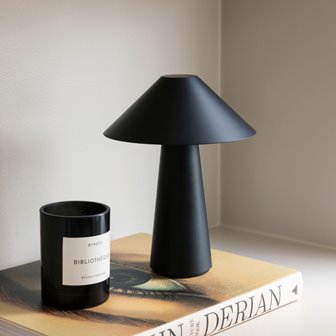 Przenośna lampa stołowa grzybek czarna Cannes IP44